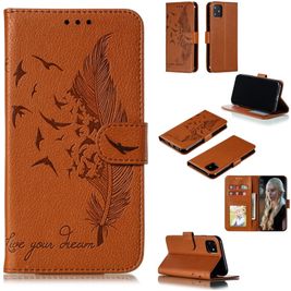 Mobigear Feather iPhone 11 Hoesje Bookcase Portemonnee - Bruin