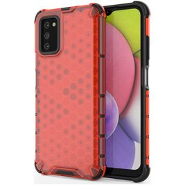 Mobigear Honeycomb Samsung Galaxy A03s Hoesje Hardcase Backcover Shockproof - Rood