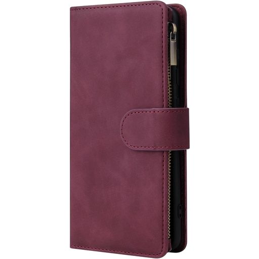 Mobigear Zipper Samsung Galaxy A51 Hoesje Bookcase Portemonnee - Rood