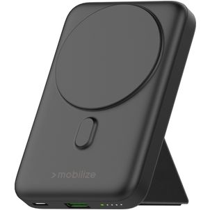Mobilize Magnetic Wireless Stand Dual USB / USB-C Powerbank 10.000 mAh Power Delivery 15W - MagSafe Compatible - Zwart