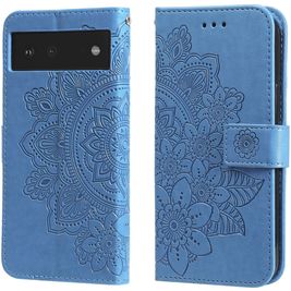 Mobigear Flowers Google Pixel 6 Hoesje Bookcase Portemonnee - Blauw