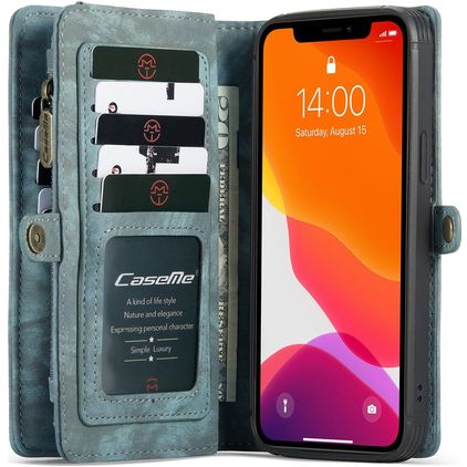 Caseme 008 iPhone 12 Pro Hoesje Uitneembare 2in1 Bookcase Portemonnee - Blauw