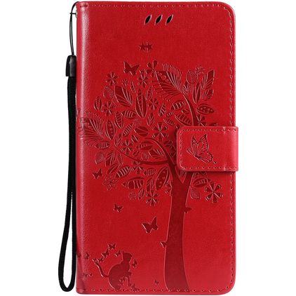 Mobigear Tree Samsung Galaxy S21 Hoesje Bookcase Portemonnee - Rood