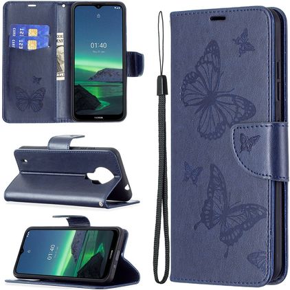 Mobigear Butterfly Nokia 1.4 Hoesje Bookcase Portemonnee - Blauw