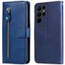 Mobigear Zipper Samsung Galaxy S23 Ultra Hoesje Bookcase Portemonnee - Blauw