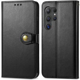 Mobigear Snap Button Samsung Galaxy S25 Hoesje Bookcase Portemonnee - Zwart