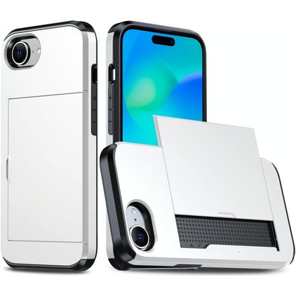 Mobigear Card iPhone 17e Hoesje Hardcase Backcover Shockproof met Pasjeshouder - Wit