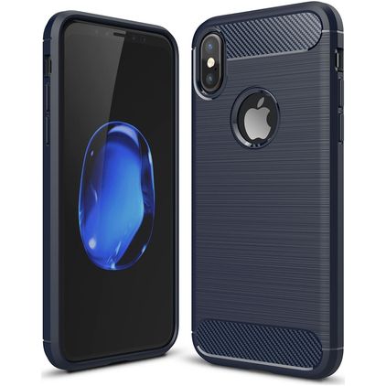 Mobigear Brushed Slim iPhone XR Hoesje Flexibel TPU Backcover - Marineblauw