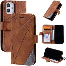 Mobigear Rhombus iPhone 12 Mini Hoesje Bookcase Portemonnee - Bruin
