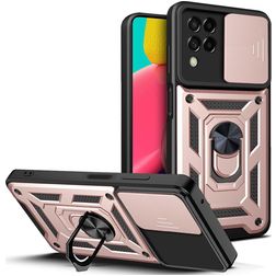 Mobigear Armor Ring Cam Slide Samsung Galaxy M53 Hoesje Hardcase Backcover Shockproof met Ringhouder - Roségoud