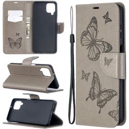 Mobigear Butterfly Samsung Galaxy A12 Hoesje Bookcase Portemonnee - Grijs