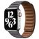 Mobigear Bumpy Leren Apple Watch Bandje Magneetsluiting - 49/46/45/44 mm - Grijs