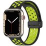 Mobigear Sport Plus Mag Siliconen Apple Watch Bandje Magneetsluiting - 42/41/40/38 mm - Zwart / Groen