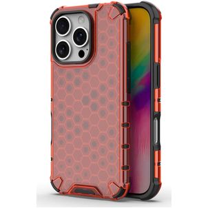 Mobigear Honeycomb iPhone 16 Pro Max Hoesje Hardcase Backcover Shockproof - Rood