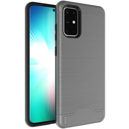 Mobigear Brushed Card Samsung Galaxy S20 Plus Hoesje Hardcase Backcover Shockproof met Pasjeshouder en Standaard - Grijs