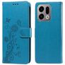Mobigear Flowers OPPO Find X9 Hoesje Bookcase Portemonnee - Blauw