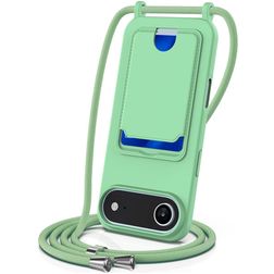Mobigear Lanyard Card iPhone Air Siliconen Hoesje met koord en Pasjeshouder - Groen