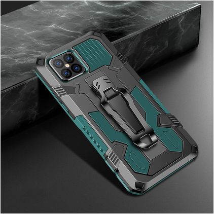 Mobigear Armor Stand iPhone 12 Hoesje Hardcase Backcover Shockproof met Standaard - Groen