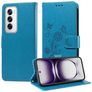 Mobigear Flowers OPPO Reno 12 Pro Hoesje Bookcase Portemonnee - Blauw