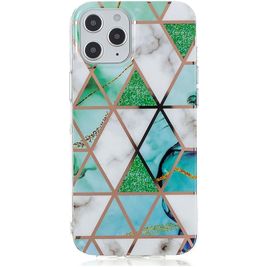 Mobigear Marble iPhone 12 Pro Max Hoesje Flexibel TPU Backcover - Wit / Groen