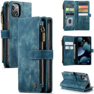 CaseMe C30 iPhone 13 Hoesje Bookcase Portemonnee - Blauw