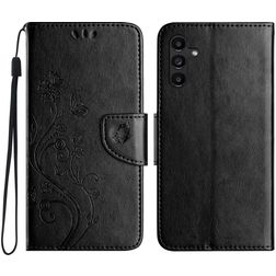 Mobigear Flowers Samsung Galaxy A36 Hoesje Bookcase Portemonnee - Zwart