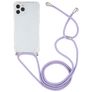 Mobigear Lanyard iPhone 12 Pro Max Flexibel TPU Hoesje met koord - Transparant / Blauw / Paars
