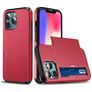 Mobigear Card iPhone 14 Hoesje Hardcase Backcover Shockproof met Pasjeshouder - Rood