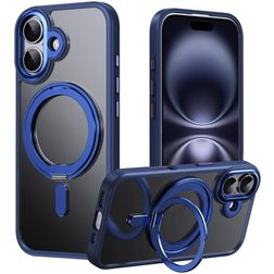 Mobigear Frosted Mag iPhone 17 MagSafe Hoesje Hardcase Backcover met Standaard - Blauw