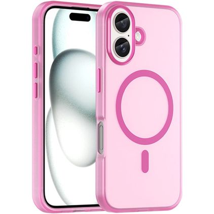 Mobigear Shockproof iPhone 16 Plus MagSafe Hoesje Flexibel TPU Backcover - Roze