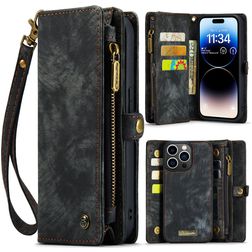 CaseMe 008 iPhone 14 Pro Hoesje Uitneembare 2in1 Bookcase Portemonnee - Zwart