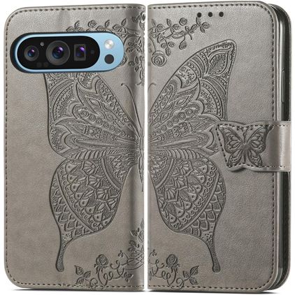 Mobigear Butterfly Google Pixel 10 Pro XL Hoesje Bookcase Portemonnee - Grijs