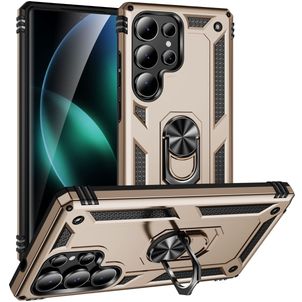 Mobigear Armor ring Samsung Galaxy S25 Ultra Hoesje Hardcase Backcover Shockproof met Ringhouder - Goud