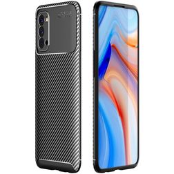 Mobigear Racing OPPO Reno 4 Hoesje Flexibel TPU Backcover - Zwart