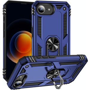 Mobigear Armor Ring iPhone 16e Hoesje Hardcase Backcover Shockproof met Ringhouder - Blauw