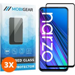 Mobigear Premium Realme Narzo 30 5G‎ Glazen Screenprotector - Case Friendly - Zwart (3-Pack)