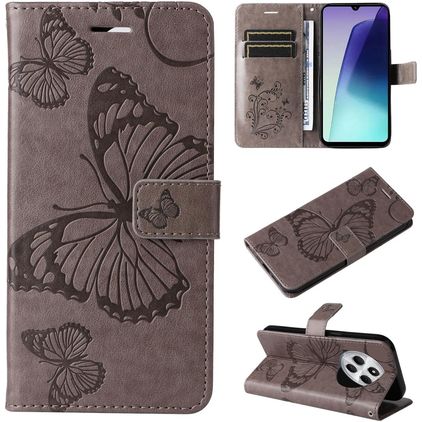 Mobigear Butterfly Xiaomi Redmi 14C Hoesje Bookcase Portemonnee - Grijs