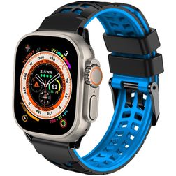 Mobigear Aero Armor Siliconen Apple Watch Bandje Gespsluiting - 49/46/45/44 mm - Zwart / Blauw