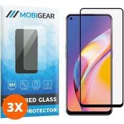 Mobigear Premium OPPO A94 Glazen Screenprotector - Case Friendly - Zwart (3-Pack)