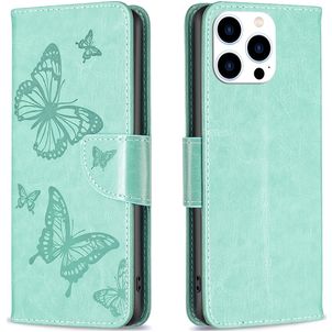 Mobigear Butterfly iPhone 15 Pro Hoesje Bookcase Portemonnee - Groen
