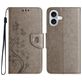 Mobigear Flowers iPhone 16 Hoesje Bookcase Portemonnee - Grijs