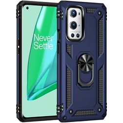 Mobigear Armor Ring OnePlus 9 Pro Hoesje Hardcase Backcover Shockproof met Ringhouder - Blauw
