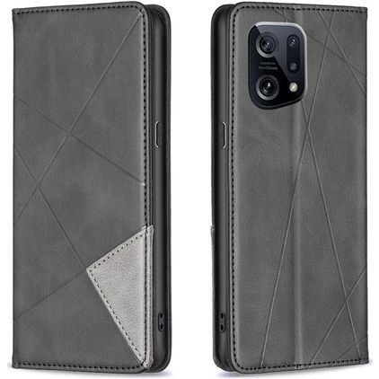 Mobigear Rhombus Slim OPPO Find X5 Hoesje Bookcase - Zwart