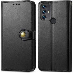 Mobigear Snap Button TCL 30 SE Hoesje Bookcase Portemonnee - Zwart