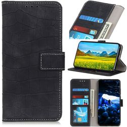 Mobigear Croco Motorola Moto E22 Hoesje Bookcase Portemonnee - Zwart