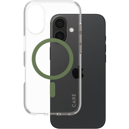 CARE by PanzerGlass Urban Combat iPhone 16 MagSafe Hoesje Hardcase Backcover - Transparant / Groen