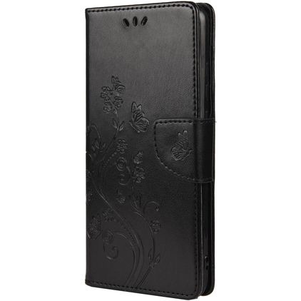 Mobigear Flowers Samsung Galaxy A33 Hoesje Bookcase Portemonnee - Zwart