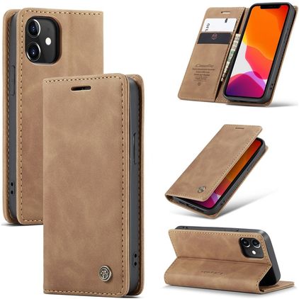 Caseme 013 iPhone 12 Mini Hoesje Bookcase Portemonnee - Bruin