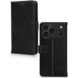 Mobilize Wallet iPhone 17 Pro Max Hoesje Echt Leer Bookcase Portemonnee - Zwart