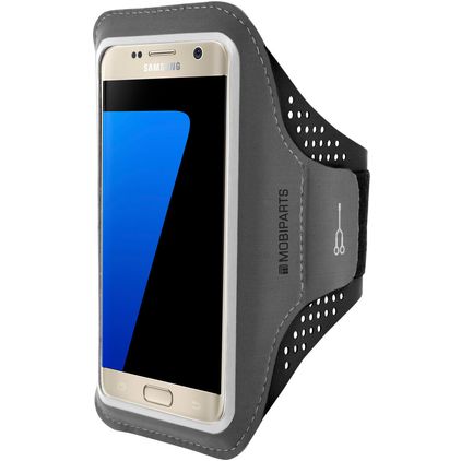 Mobiparts Comfort Fit Telefoonhouder Hardlopen Samsung Galaxy S7 Sport Hoesje Neopreen Sportarmband - Zwart